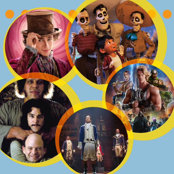 Five circles each with an image from the five films being screened.