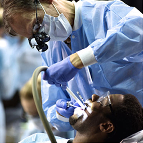Dentist working on a patient.