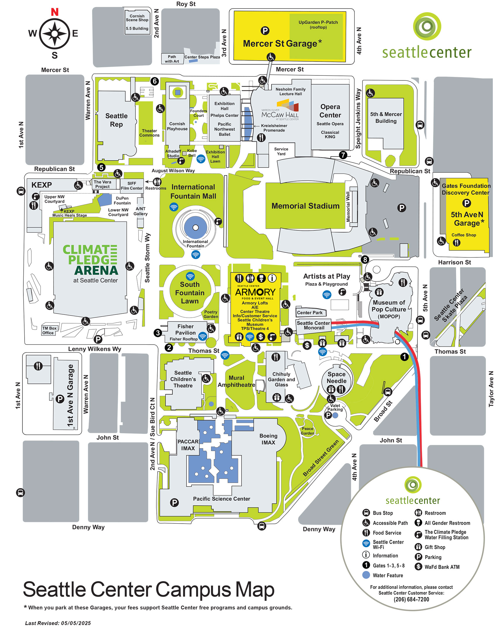 color map of Seattle Center campus